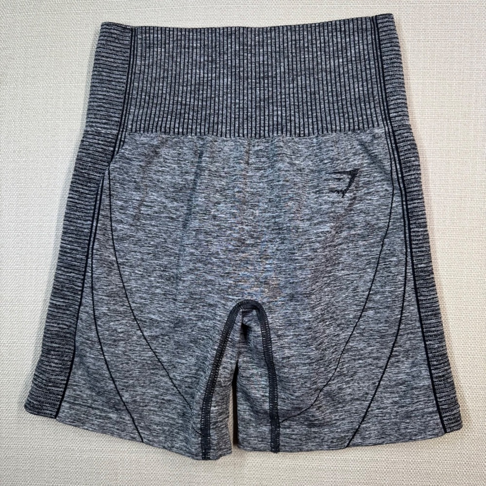Gymshark Womens Hyper Amplify Seamless Shorts Black Marl Size Small